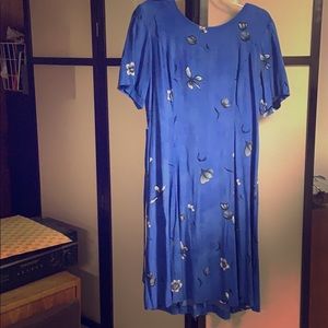Cold water Creek Floral Blue Dress